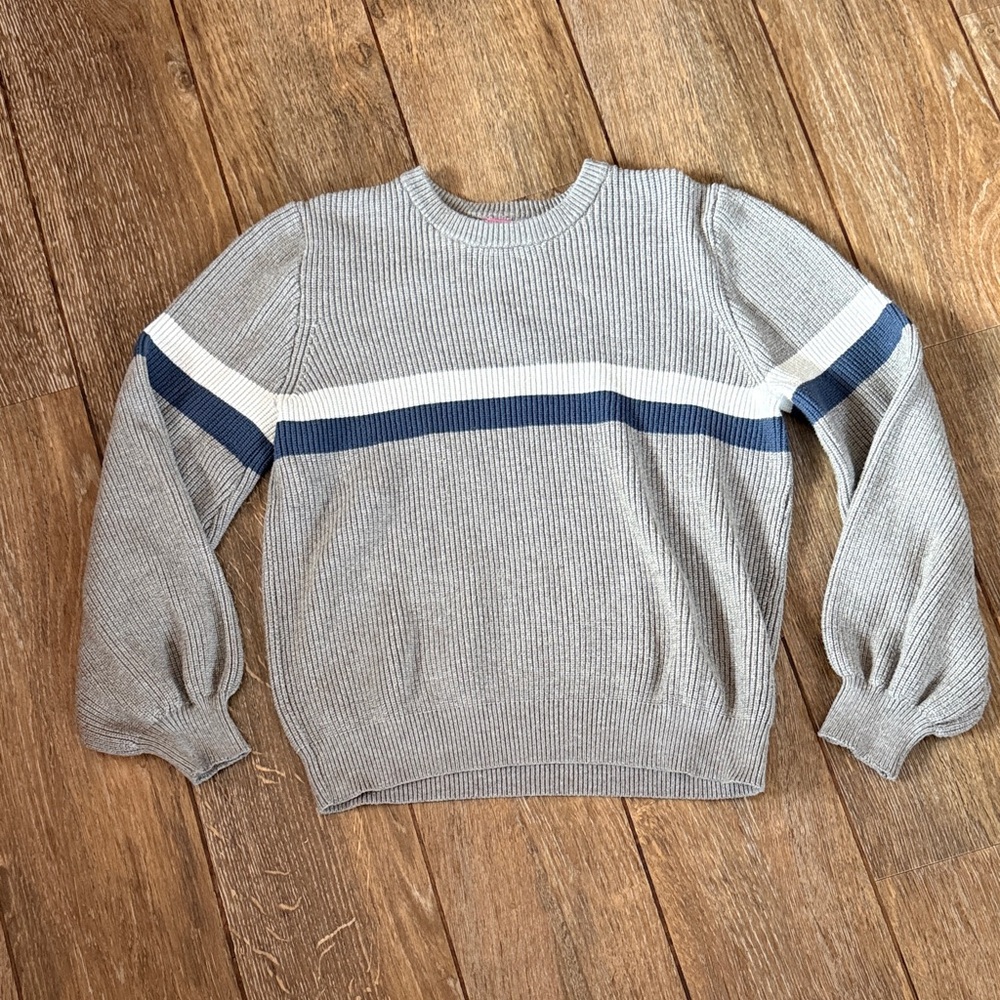 Gray and Blue Striped Oversized Sweater